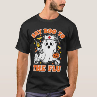 Funny Vaccine sagt Boo zum Grippegasturse Hallo T-Shirt