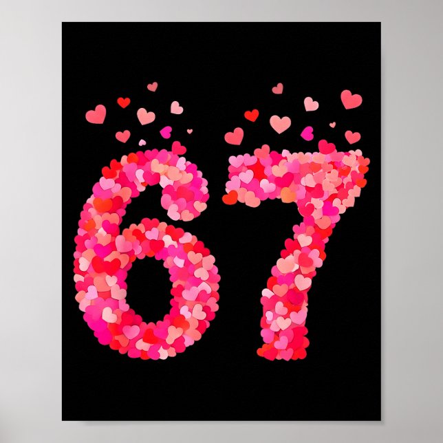 Funny Valentine 6 7 Meme Boy Six Seven Hearts Gen  Poster (Vorne)