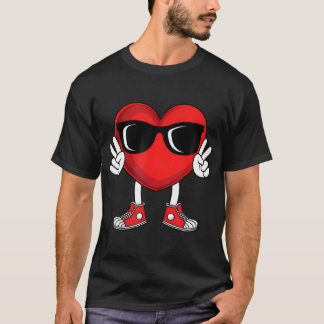 Funny Valentine Day Heart Peace Hand Boys Girls T-Shirt