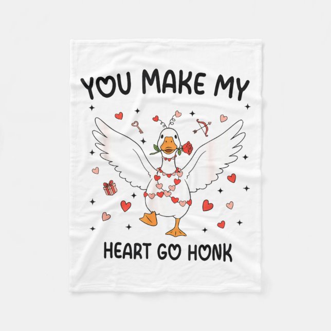 Funny Valentine Goose Coquette You Make My Heart G Fleecedecke (Vorderseite)
