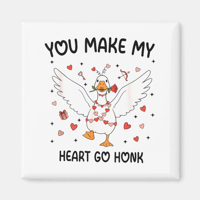 Funny Valentine Goose Coquette You Make My Heart G Magnet (Vorne)