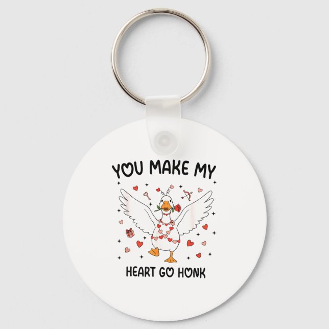 Funny Valentine Goose Coquette You Make My Heart G Schlüsselanhänger (Vorderseite)