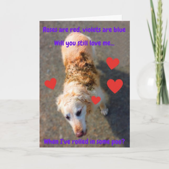 Funny Valentine Hund rollte ein... Karte (Vorderseite)