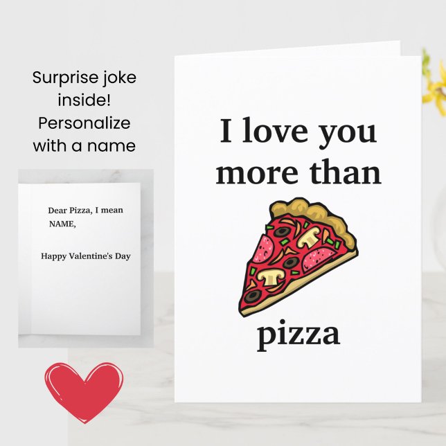 Funny Valentine - Je t'aime plus que la carte à pi (A funny joke Valentine's Day card for pizza lovers!)