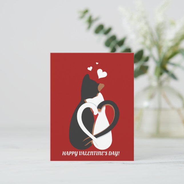 Funny Valentine Katzen in der Liebe Mitteilungskarte (Stehend Vorderseite)
