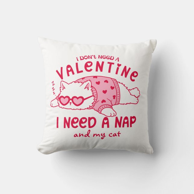 Funny Valentine Napping Cat Personalized  Kissen (Vorderseite)