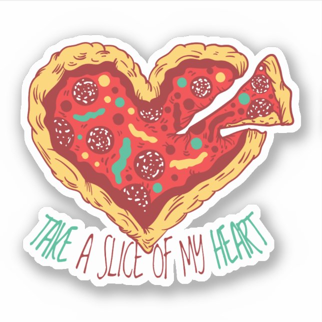 Funny Valentine PIZZA Coole Herzpartie Aufkleber (Vorderseite)