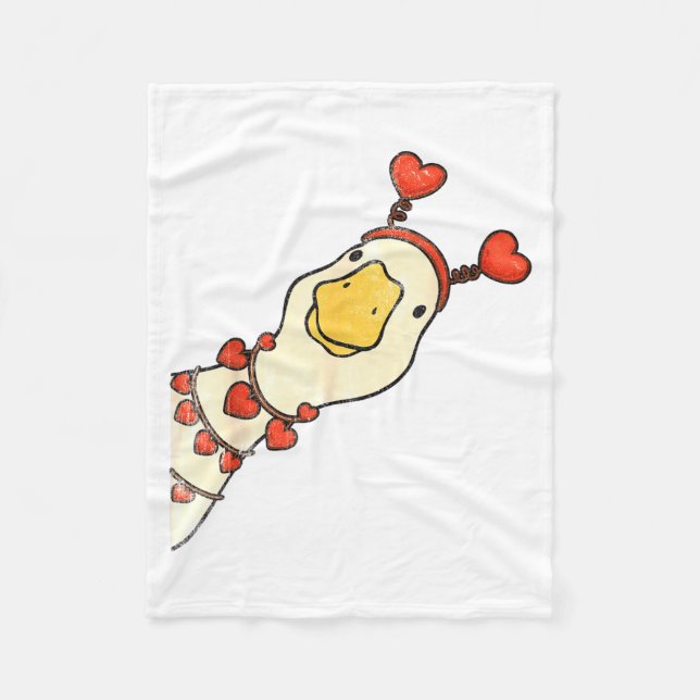 Funny Valentine Silly Gooses Duck Heart Love Match Fleecedecke (Vorderseite)