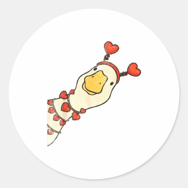 Funny Valentine Silly Gooses Duck Heart Love Match Runder Aufkleber (Vorderseite)