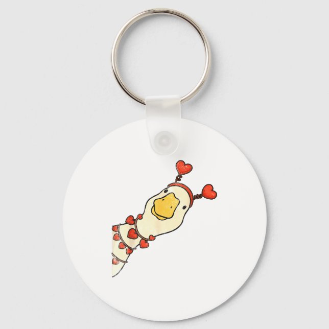 Funny Valentine Silly Gooses Duck Heart Love Match Schlüsselanhänger (Vorderseite)