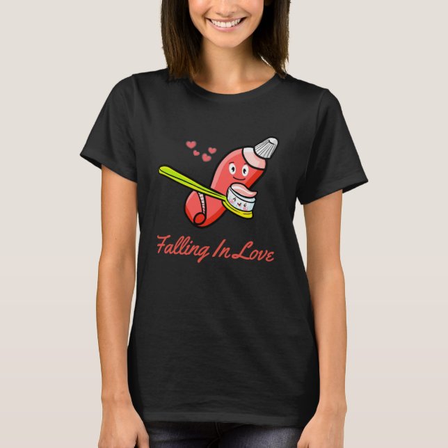 Funny Valentine Toothpaste Liebe Zahnbürsten Pullo T-Shirt (Vorderseite)