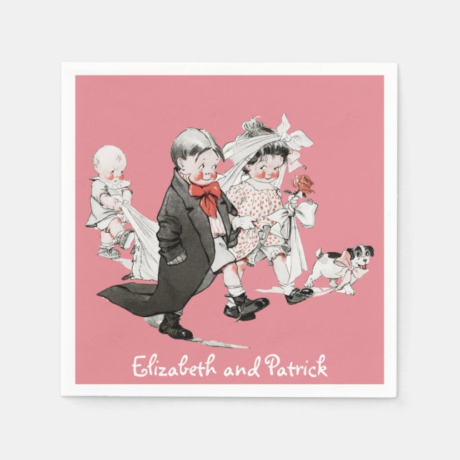 Funny Valentine Vintage Hochzeit Napkins Serviette (Vorderseite)
