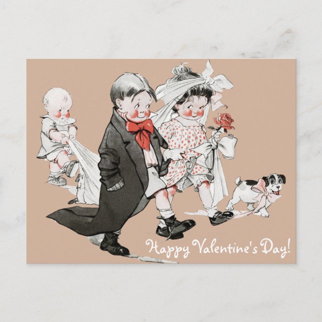Funny Valentine Vintage Hochzeit Postkarte (Vorderseite)