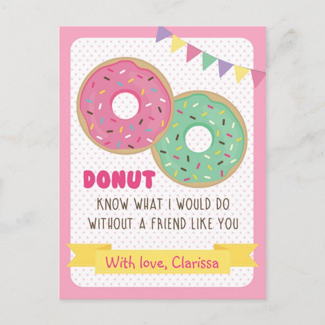 Funny Valentines Carte Jour Enfants - Donut (class (Devant)