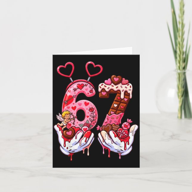 Funny Valentine's Day 67 Meme Hands Six Seven Cud  Karte (Vorderseite)