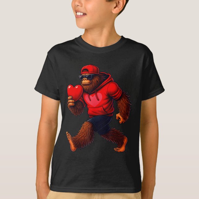 Funny Valentines Day Bigfoot Heart Sungles Sasquat T-Shirt (Vorderseite)