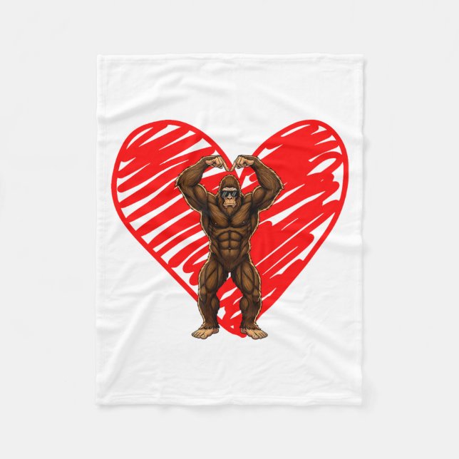 Funny Valentines Day Bigfoot Sungles In Heart Sasq Fleecedecke (Vorderseite)