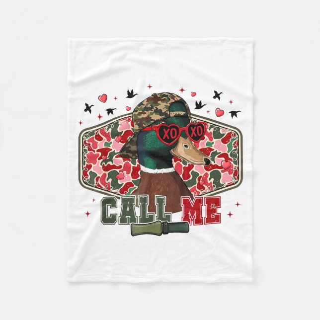 Funny Valentine's Day Boy Duck Hunting Call Me Tod Fleecedecke (Vorderseite)
