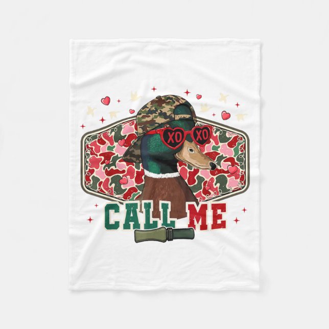 Funny Valentine's Day Boy Duck Hunting Call Me Tod Fleecedecke (Vorderseite)