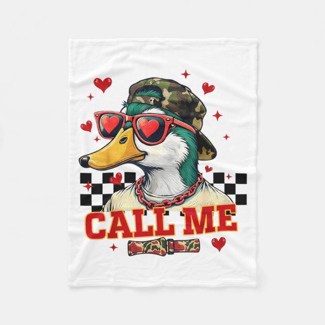 Funny Valentine's Day Boy Duck Hunting Call Me Tod Fleecedecke (Vorderseite)