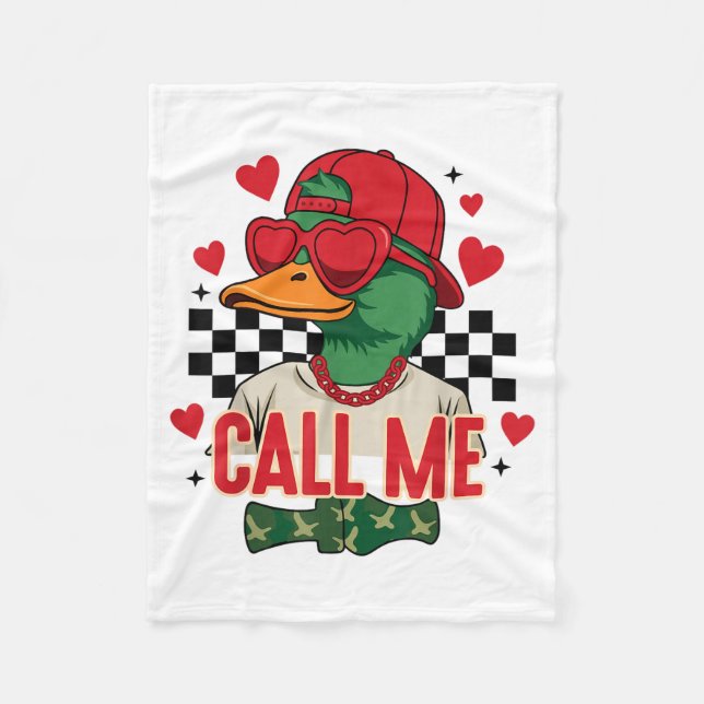 Funny Valentine's Day Boy Duck Hunting Call Me Tod Fleecedecke (Vorderseite)