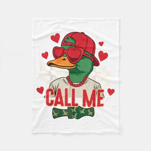 Funny Valentine's Day Boy Duck Hunting Call Me Tod Fleecedecke (Vorderseite)