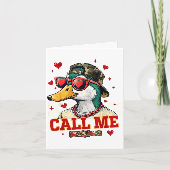 Funny Valentine's Day Boy Duck Hunting Call Me Tod Karte (Vorderseite)