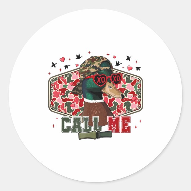 Funny Valentine's Day Boy Duck Hunting Call Me Tod Runder Aufkleber (Vorderseite)