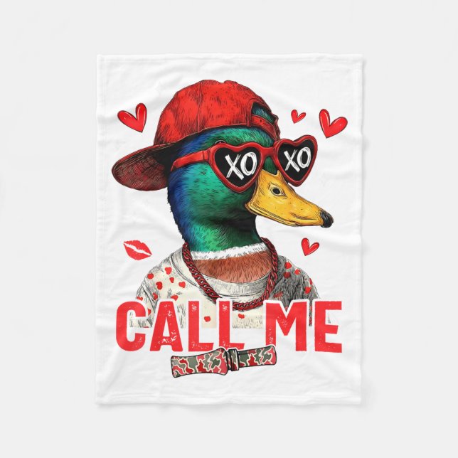 Funny Valentines Day Call Me Duck Hunting Men Wome Fleecedecke (Vorderseite)