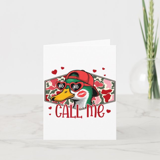 Funny Valentines Day Call Me Duck Hunting Men Wome Karte (Vorderseite)