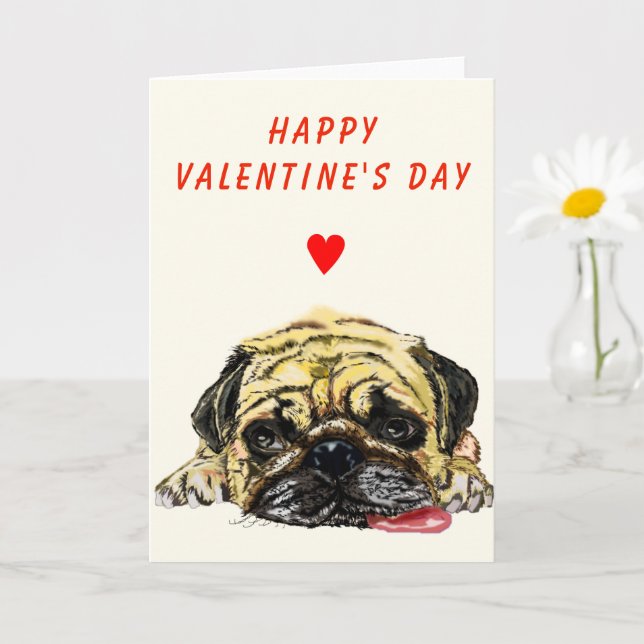Funny Valentine's Day Card mit Mops Dog Karte (Kleine Pflanze)