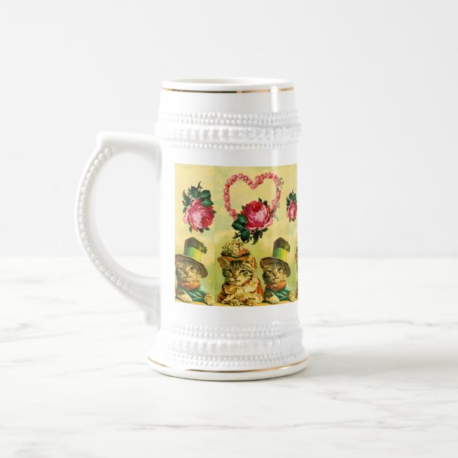 FUNNY VALENTINE'S DAY CATCATS MIT PINK ROSE HERZ BIERGLAS (Links)