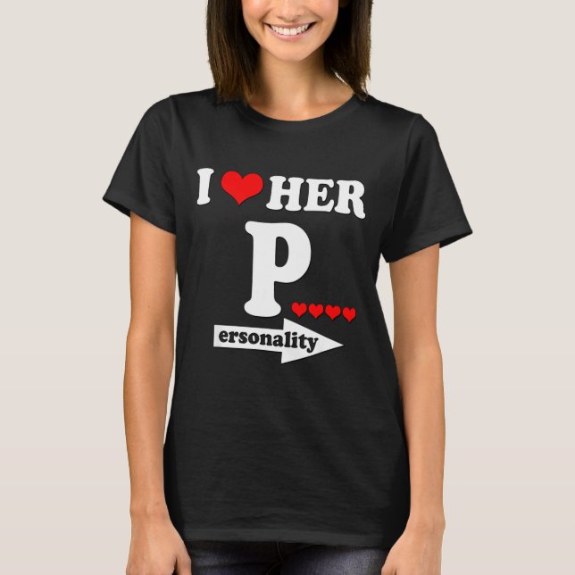 Funny Valentine's Day Couple Matching I Love Her I T-Shirt (Vorderseite)