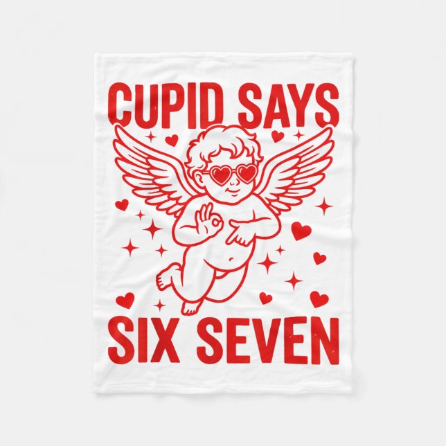 Funny Valentine's Day Cud Says Six Seven Meme Girl Fleecedecke (Vorderseite)