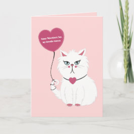 Funny Valentine's Day Grumpy White Cat Flat Card Karte