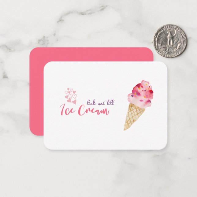 Funny Valentine's Day Ice Cream Joke Quote Card Mitteilungskarte (Vorderseite/Rückseite Beispiel)