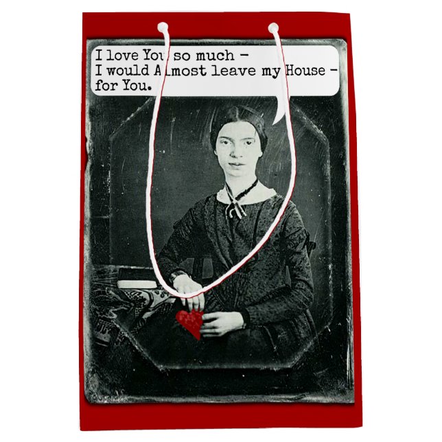 Funny Valentine's Day Poet Emily Dickinson Spaß Mittlere Geschenktüte (Vorderseite)