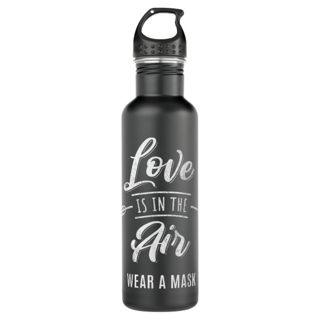 Funny Valentines Day Wear A Mask Anti Valentines S Edelstahlflasche (Vorderseite)