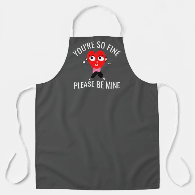Funny Valentines Red Heart Mens Grau Koch Schürze (Vorderseite)