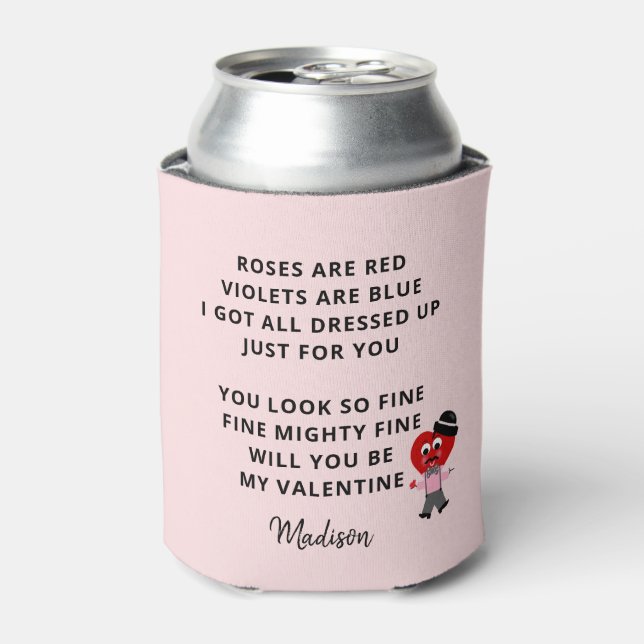 Funny Valentines Rose sind Red Gedicht Girlfriend Dosenkühler (Kanne Vorderseite)
