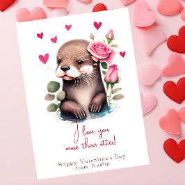 Funny Valentine's Tag Ich Liebe Sie mehr als otter Feiertagskarte