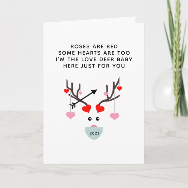 Funny Valentinstag 2021 Liebe Deer Gedicht Karte (Vorderseite)