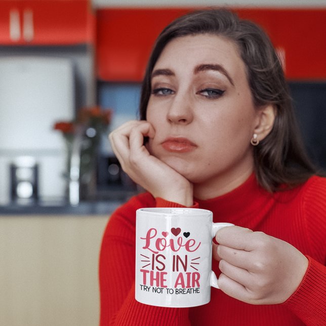 Funny Valentinstag Geschenke für Freunde sarcastic Tasse (Funny Anti-Valentine's day coffee mug gift for friends. Cute, sarcastic pink, red modern typography.)