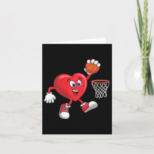 Funny Valentinstag Heart Playing Basketball Boys Karte