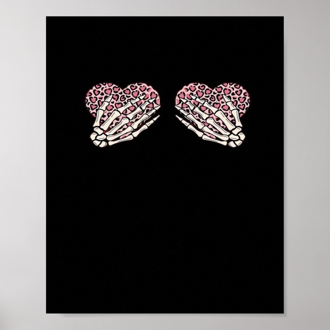 Funny Valentinstag Skeleton Hands Hearts Girl Cl Poster (Vorne)