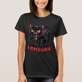 Funny Vampurr Vampire Black Cat Halloween T-Shirt