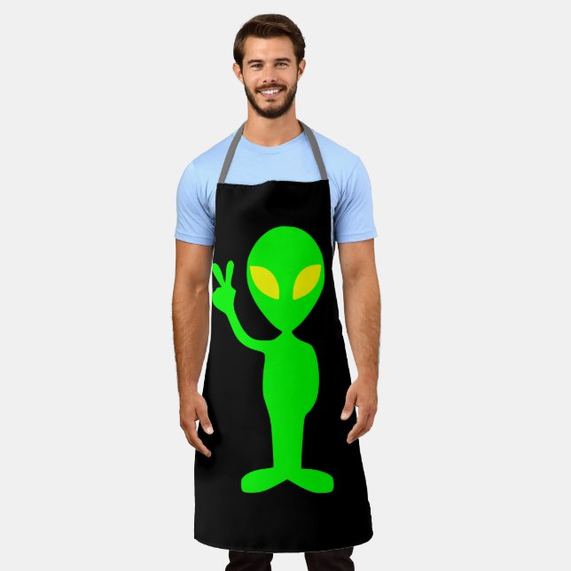 FUNNY VATER ALIEN PEACE SIGN KITCHEN SCHÜRZE (Getragen)