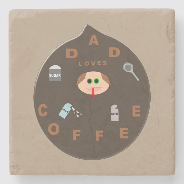 Funny Vater Monster Liebe Kaffee Steinuntersetzer (Vorderseite)