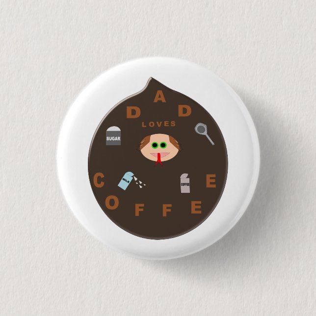 Funny Vater Monster Liebe Kaffeetaste Button (Vorderseite)