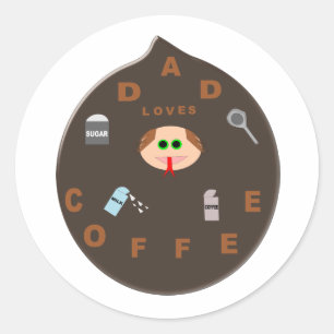 Funny Vater Monster Lieben Kaffeekleber Runder Aufkleber